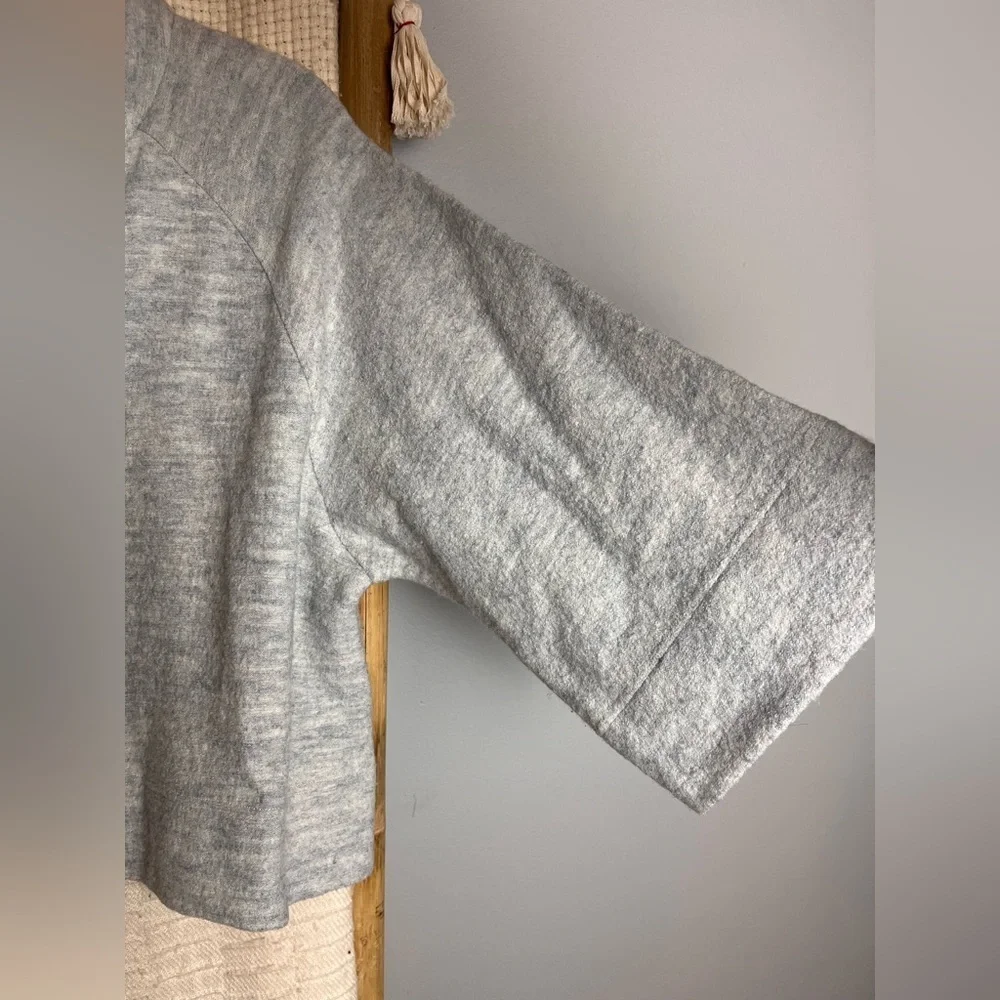 HEATHER silver gray wool three quarter sleeve boxy jacket - Picture 5 of 7